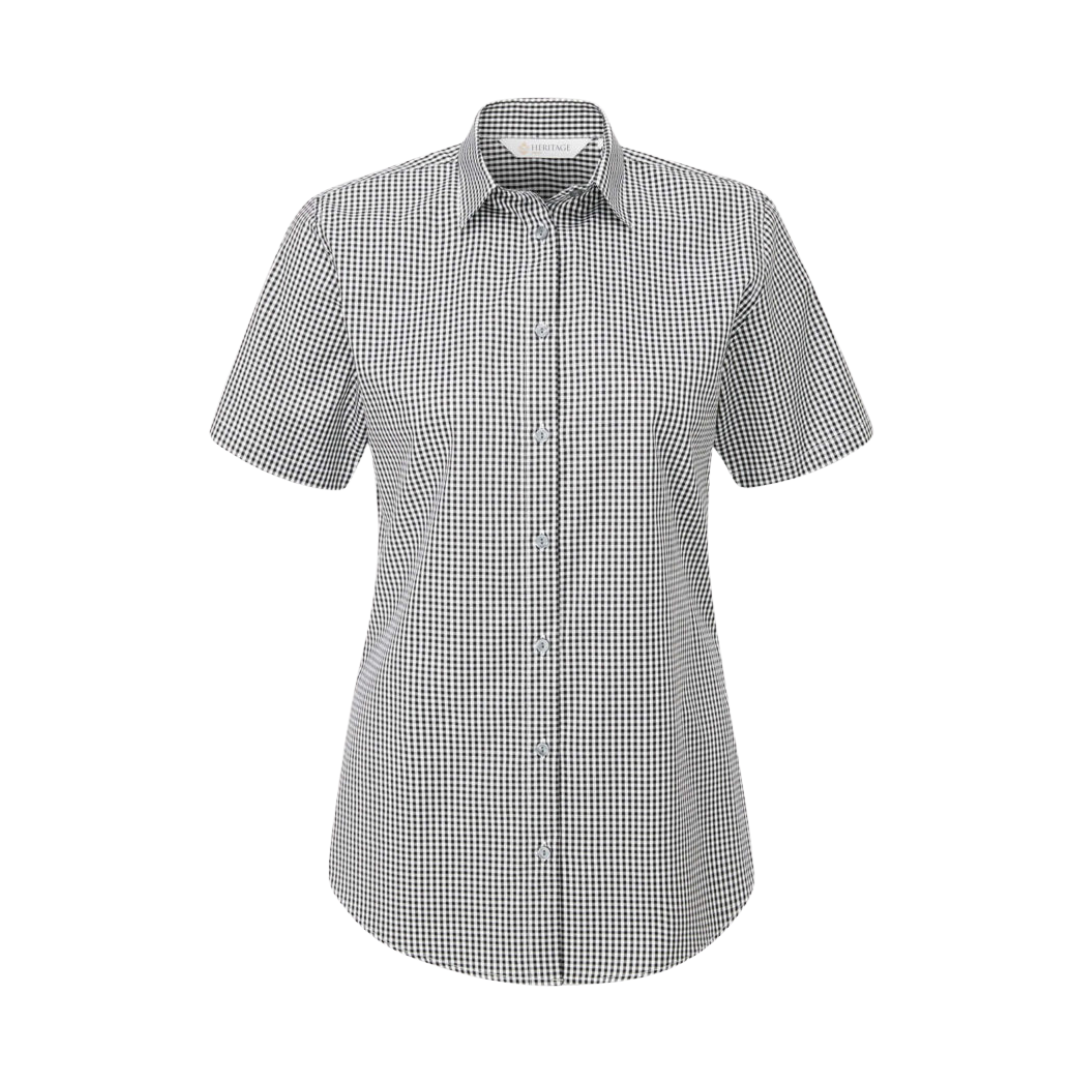 Ladies Rosheen Gingham Short Sleeve Black/White