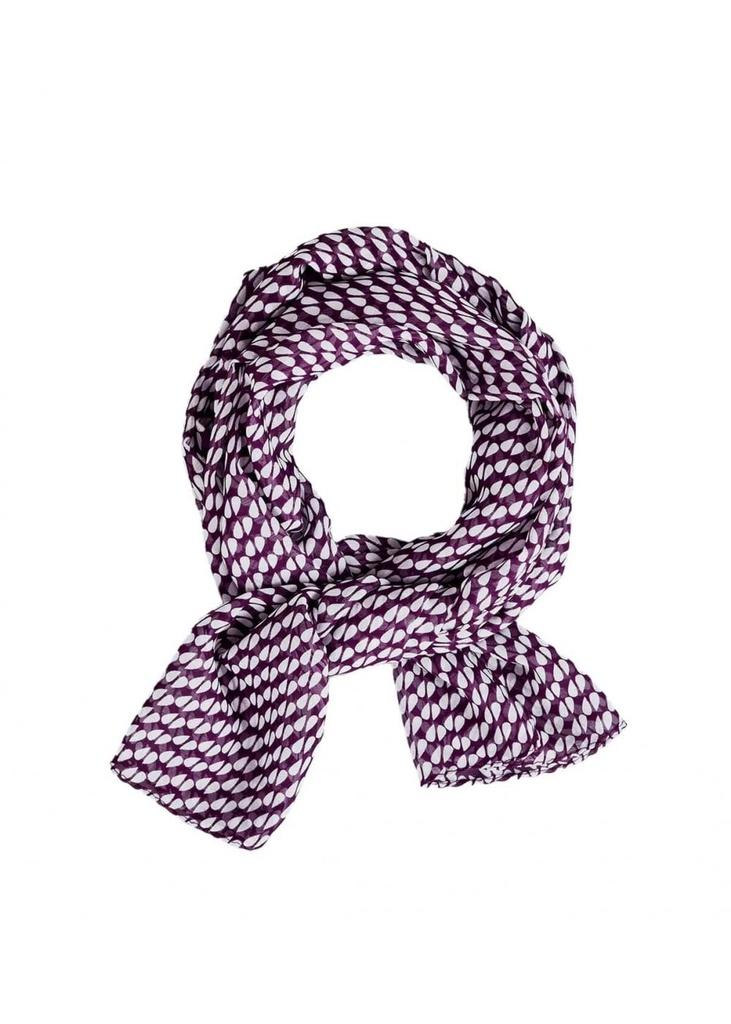 Petal Print Scarf Aubergine/White