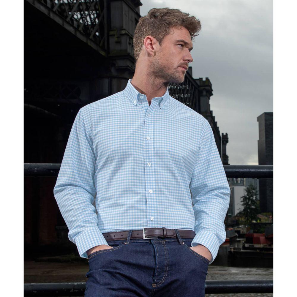 Men's Baltimore Long Sleeve Check Shirt Light Blue