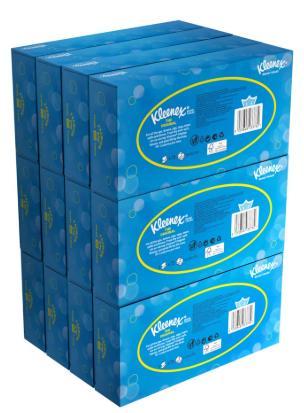 12x72s KLEENEX FACIAL TISSUES FLAT BOX
