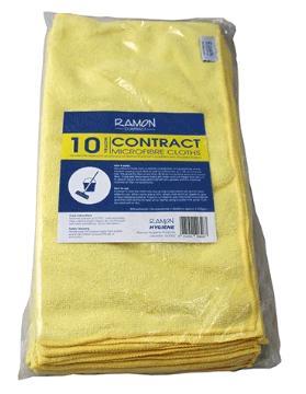 x10 RAM/HYG YELLOW CONTRACT MICROFIBRE CLOTHS 40cm