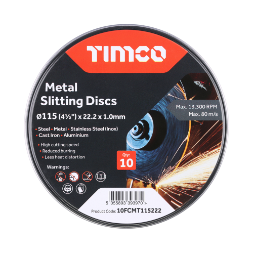 TIMCO 115mm x 22.2mm x 1.0mm Metal Slitting Disc