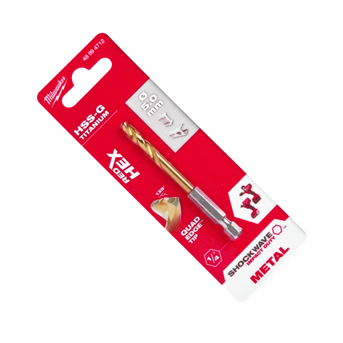 Milwaukee SHOCKWAVE Red Hex 5.0mm x 80mm HSS-G Titanium Drill Bit