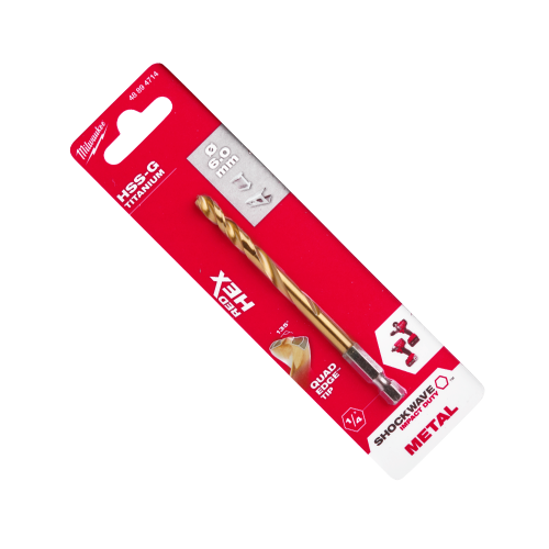 Milwaukee SHOCKWAVE Red Hex 6.0mm x 105mm HSS-G Titanium Drill Bit