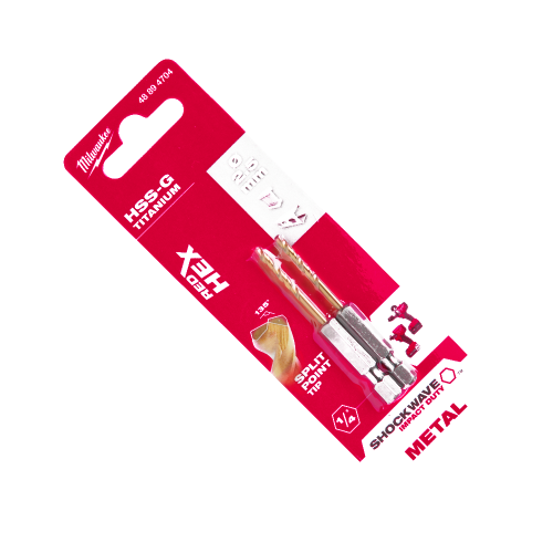 Milwaukee SHOCKWAVE Red Hex 2.5mm x 62mm HSS-G Titanium Drill Bit 2 pcs