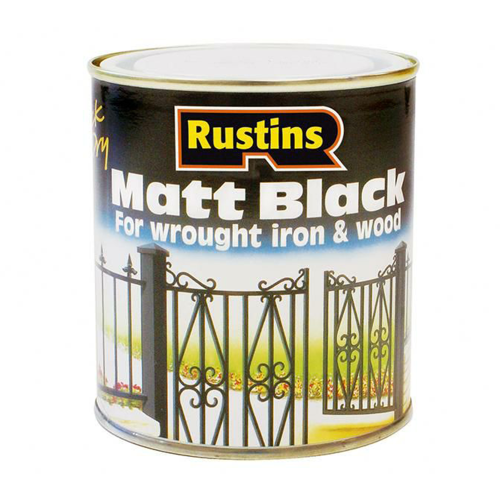 Rustins 500ml Matt Black Wrought Iron & Wood Tin