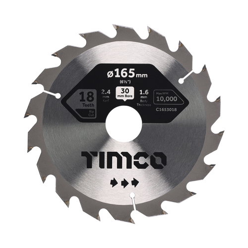TIMCO 165mm x 30mm 18T Medium Combination Circular Saw Blade