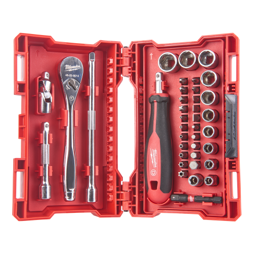 Milwaukee 1/4" 38 pcs Ratchet, Driver & Socket Set