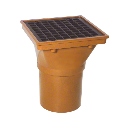 110mm x 110mm Terracotta Underground Square Hopper with Grid