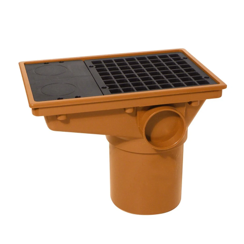 110mm x 110mm Terracotta Underground Rectangle Hopper with Grid