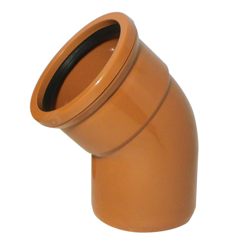 110mm x 110mm Terracotta Underground 45° Single Socket Bend