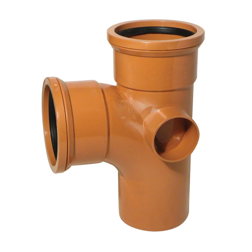 160mm x 110mm Terracotta Underground 90° Double Socket Junction