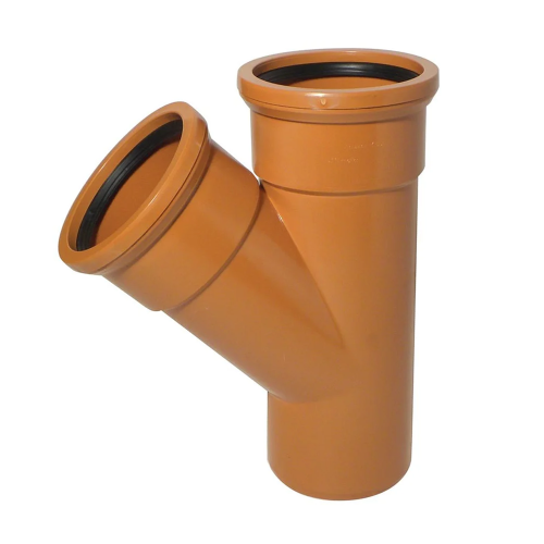 110mm x 110mm Terracotta Underground 45° Double Socket Junction
