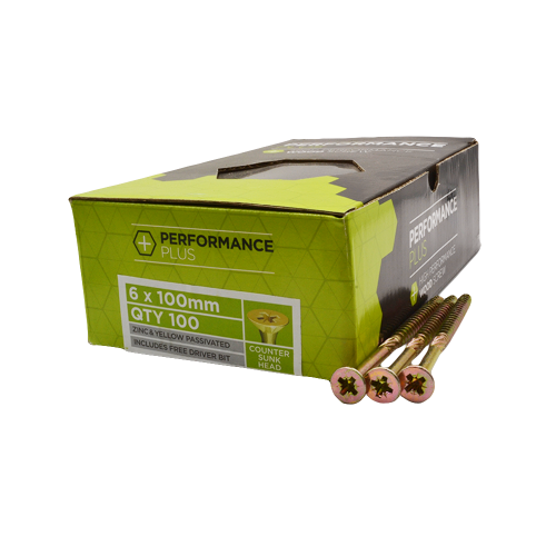 Performance Plus Wood Screws 6.0mm (Box of 100), 100mm-200mm