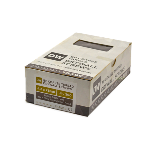 DW BP Coarse Thread Drywall Screws 4.2mm x 75mm (Box of 200)