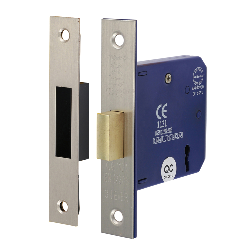 TIMCO Satin Nickel 3 Lever Deadlock 78mm Case / 58mm Backset