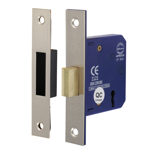 TIMCO Satin Nickel 3 Lever Deadlock 65mm Case / 45mm Backset