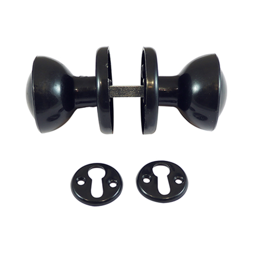 TIMCO 50mm Black Plastic Rim/Mortice Knob Set