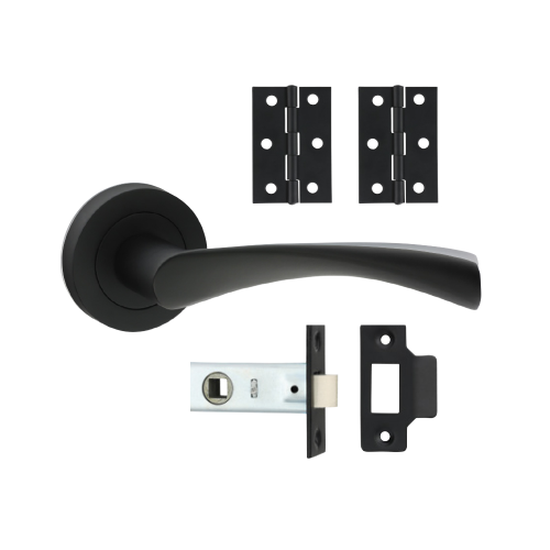 TIMCO Matt Black Edleston Lever On Rose Door Pack