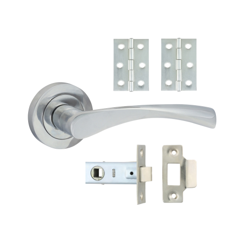 TIMCO Polished Chrome Edleston Lever On Rose Door Pack