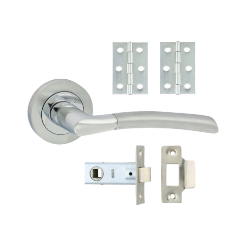 TIMCO Polished Chrome & Satin Chrome Shavington Lever On Rose Door Pack