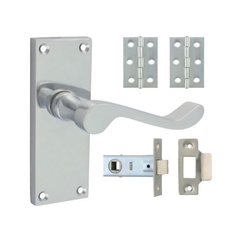 TIMCO Satin Chrome Victorian Scroll Latch Door Pack