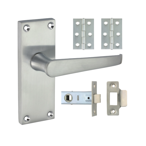 TIMCO Satin Chrome Victorian Straight Latch Door Pack