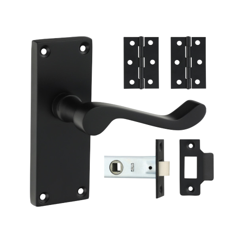 TIMCO Matt Black Victorian Scroll Latch Door Pack