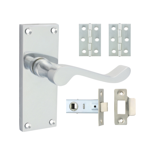 TIMCO Polished Chrome Victorian Scroll Latch Door Pack