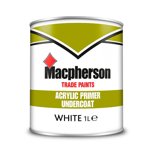 Macpherson 1L White Acrylic Primer Undercoat Paint