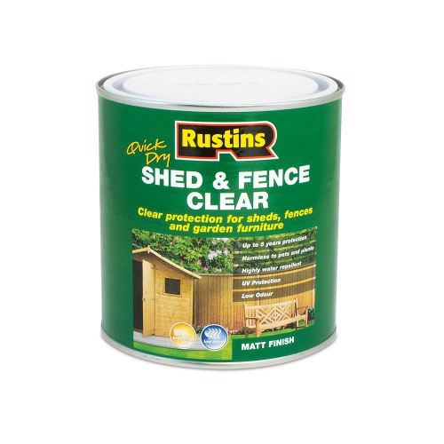 Rustins Quick Dry Shed & Fence Clear Tin, 1L-5L