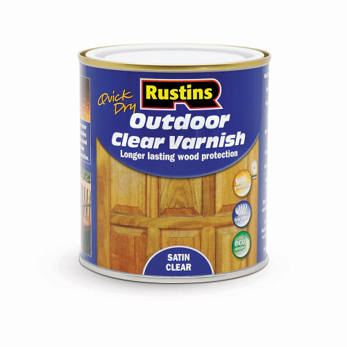 Rustins 500ml Quick Dry Outdoor Satin Clear Varnish