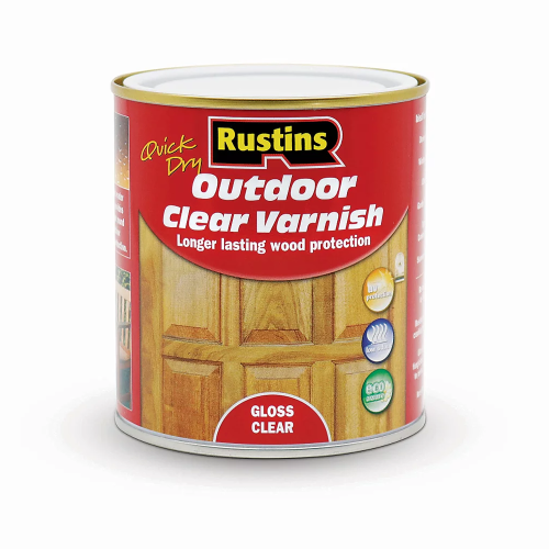 Rustins 500ml Quick Dry Gloss Outdoor Clear Varnish