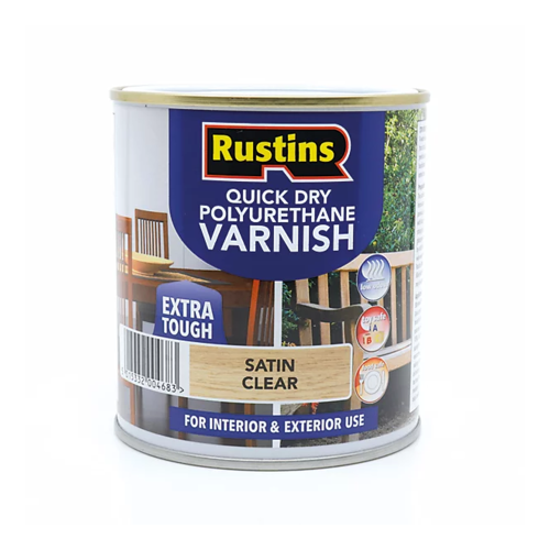 Rustins 1L Quick Dry Polyurethane Clear Varnish Satin