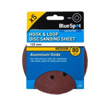 Blue Spot 125mm 5pk 80 Grit Sanding Discs