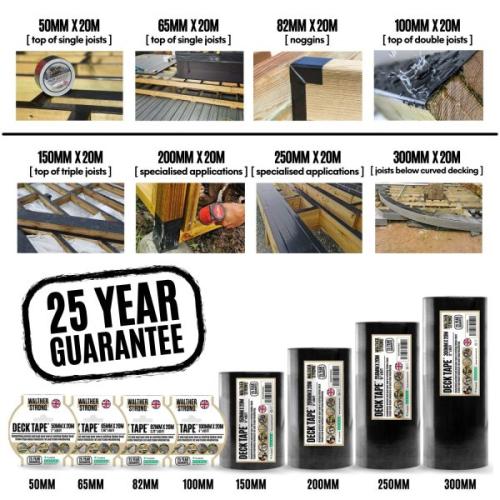 Walther Strong 100mm x 20M Deck Tape (WS100PRO20BLK) - Buy Your Timber Online with Nottage Timber Merchants - Serving South Wales Since 1964