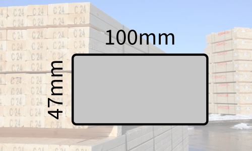 47x100mm (4x2) Kiln Dried Regularised C24 Timber Carcassing (3.6m/12ft)