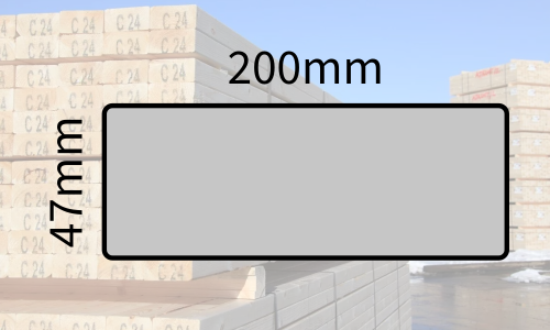47x200mm (8x2) Kiln Dried Regularised C24 Timber Carcassing (3.6m/12ft)