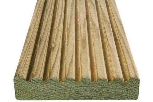 32x125mm (5 inch) Decking Board Grooved & Smooth Treated Softwood