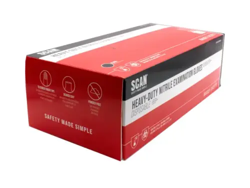 Scan Black Heavy-Duty Nitrile Disposable Gloves Large Size 8 (Box of 100) - Buy Your Timber Online with Nottage Timber Merchants - Serving South Wales Since 1964
