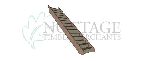 Straight Flight Stairs 2600mm Rise - With Top & Bottom Cut  (Pre-Built & Ready to Install)