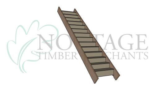 Straight Flight Stairs 2600mm Rise (Pre-Built & Ready to Install)