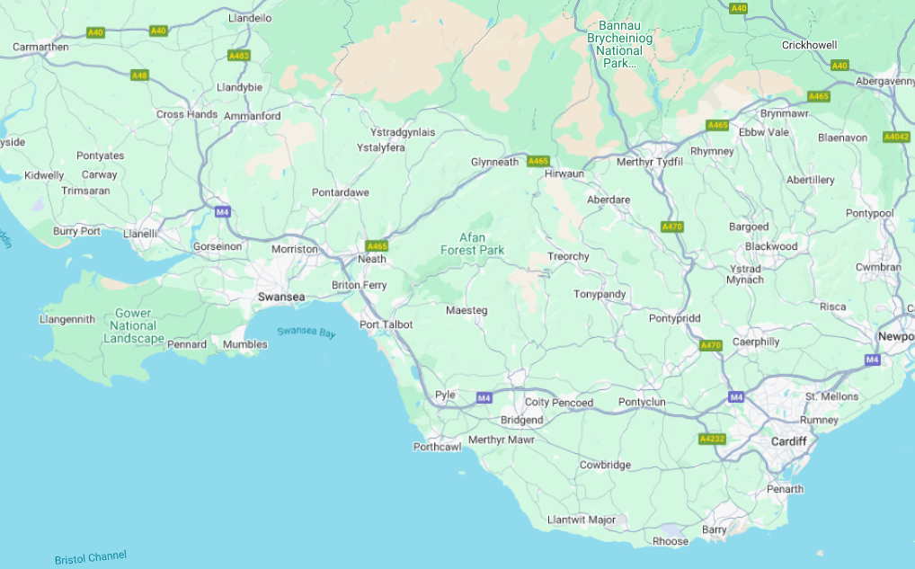 Nottage Timber Merchants Local Delivery Area Map