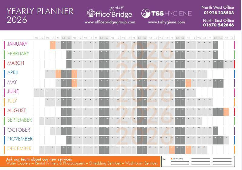 2026 Office Bridge Wall Yearly Planner