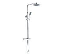 Square Thermostatic Bar Mixer w/Riser Kit - Chrome