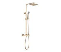 Square Thermostatic Bar Mixer w/Riser Kit - Brushed Brass