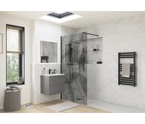 1200mm Leaf Design Wetroom Panel - Black