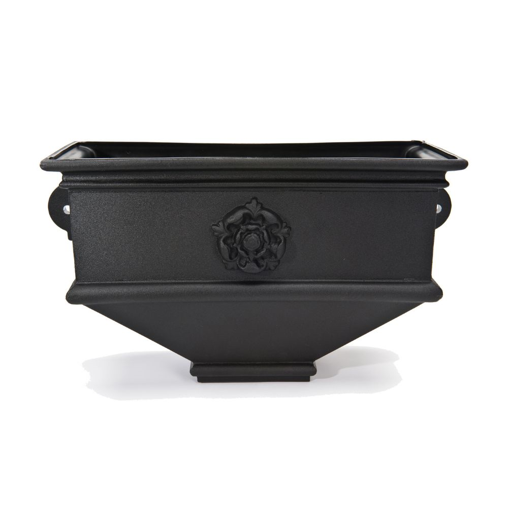 Long Box Planter With Tudor Rose C/Iron Style Black