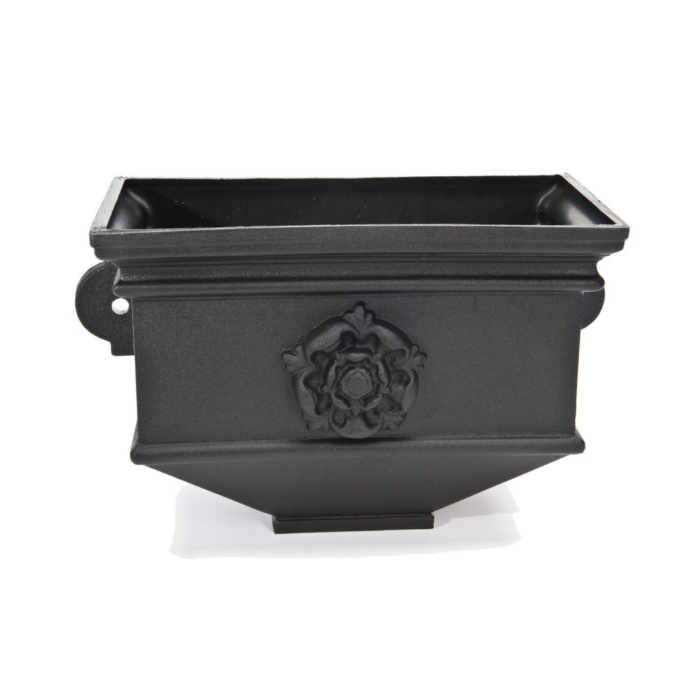 Short Box Planter With Tudor Rose C/Iron Style Black