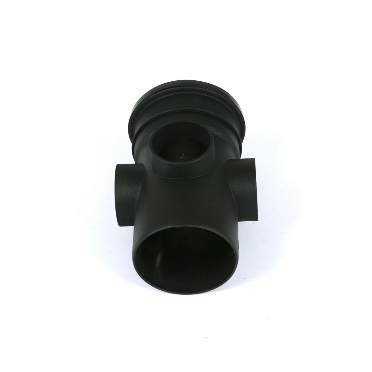 Single Socket Triple Boss Pipe 110mm C/Iron Style Black